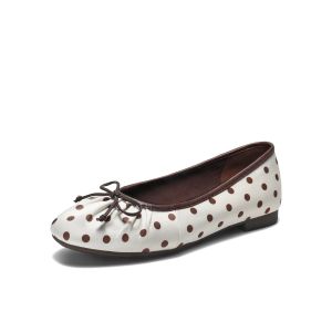 Belle | Dotted Bow Flat Shoes Ballet Slip-Ons Soft Thin Sole