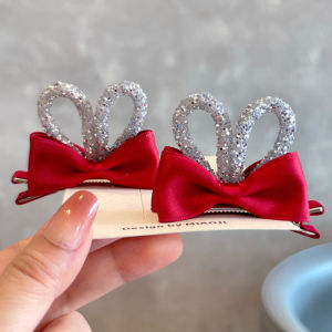 Spring 2024 Korean Style 3D Rabbit Ear Childrens Hair Clips Cute Girls Hair Accessories Fashionable Hairpins for Kids