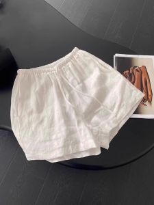 White Cotton Linen Shorts Women Summer New Lazy High Waist Slim Loose Pure Cotton Casual Wide Leg Pants High Waist Shorts