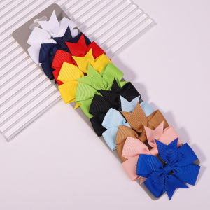 10pcs/set Solid Colors Grosgrain Ribbon Bows Clips Hairpin Girls hair bows Boutique Hair Clip Headware Kids Hair Accessories