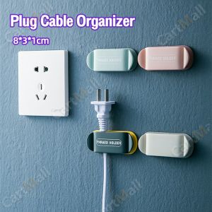 Plug Holder Wall-Mounted Power Cord Storage Adhesive Free Punch Bracket Socket Hooks for Kitchen Bedroom