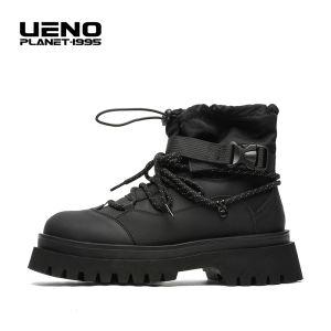 Thick Bottomed Waterproof Martin Boots Men Women Outdoor Climbing Camping Travel Function Boots Short Fur Lined Couple Workwear