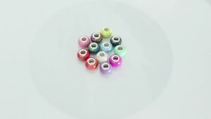 20Pcs Resin Round Beads Ceramic Color Plated Large Holes Spacer Charm Bead for Jewelry Making Supplies DIY Bracelet Phone Chain