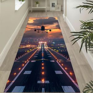 Airplane Runway Rug Kids Aviation Play Mat Non-Slip Living Room Cotton Base Bedroom Home Decoration Carpets