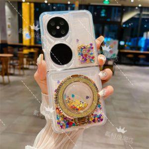 Huawei Pocket2 Phone Case P50 Sandflow Sparkle Powder Stand Airbag Anti-fall Transparent Foldable Screen Protective Soft Shell for Girls