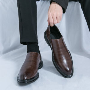NUDANLAI | New British Style Slip-On Stylist Sharp Toe Business Loafers Dress Shoes Men