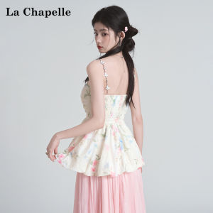 La Chapelle | Floral Folds Slim Fit Strap Top