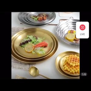 European Style Dinner Plates Gold Dining Plate Serving Dishes Round Plate Cake Tray Western Steak