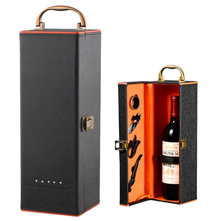 Single Wine Bottle Gift Box with Accessories Set, Portable Carrying ...