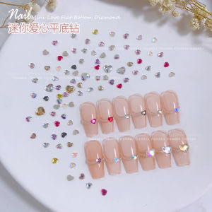 Mini Heart Diamond Ornament Nail Art Color Small Peach Heart Flat-Bottomed Fancy Shape Rhinestone Flash Finger Nail Accessories Fresh