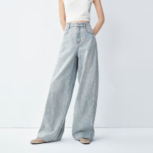 PEACEBIRD | High Waist Wide Leg Summer New Boho Style Cashew Flower Print Straight Jeans