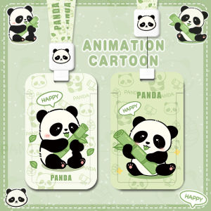Cute Cartoon Panda Card Holder Lanyard Anti-Loss Campus ID Meal Card Bank Card Identification Card Neck Strap Chest Badge Document