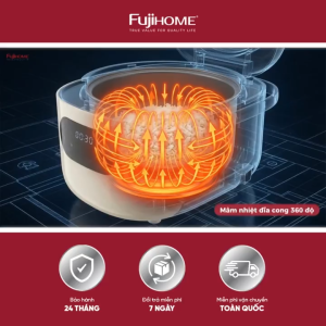 Nồi cơm điện 1.2L tách đường Fujihome RC12LS lòng nồi Inox 304 Cảm Ứng LED 8 chế độ nấu an toàn tiết kiệm điện