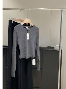 Áo Sơ Mi Đế Đàn Hồi Sọc Thời Trang Cổ Điển Dành Cho Nữ Áo Thun Phong Cách Đi Bộ Canada In Blue