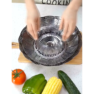 Khay Hấp Inox Vỉ Hấp 3 Chân Có Móc Nhấc Điều Chỉnh Độ Mở Phù Hợp Mọi Loại Nồi Hấp -LUMBL