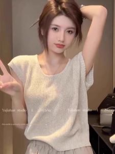 SHUQINGLAI | Design Loose Leisure Hollow Knit Sleeveless Summer Top