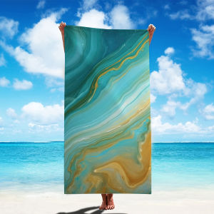 Microfiber Beach Towel Marble Pattern Bath Towel Thin Absorbent Extra Large Towel for Beach Swimming Camping Yoga Bath Sports