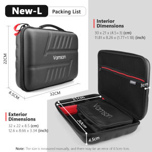 Vamson Large Waterproof Carrying Case PU for Gopro Hero 11/10/9/8/7/6 for DJI OSMO Action Camera for insta360 x3/x2 Hard Shell