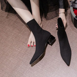 IELGY รองเท้าบู๊ตถุงเท้าถักผู้หญิงผอม