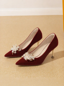 Josiny | Red Thin Heel Wedding & Banquet Pumps Women 2026 Spring Summer New Single Shoes