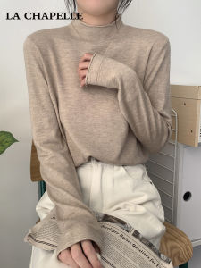 เสื้อสเวตเตอร์ถักแขนยาวคอปกสูงครึ่งตัวสำหรับผู้หญิง La Chapelle ฤดูใบไม้ร่วง/ฤดูหนาว เสื้อชั้นในทรงเข้ารูป เสื้อชั้นในสุดเก๋