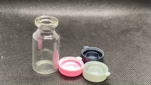 ขวด 10 มล. (50ใบ) ใส แก้ว ไหล่เอียง + ฝาพลาสติก