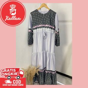 Gamis Wanita Lengan Panjang Karet Zipper Depan Gamis Maxmara Fashion Muslim Trendy Nyaman - XELLEA