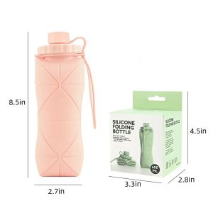 XMSJ | 600ML Collapsible Silicone Water Bottle BPA Free Foldable Portable Leakproof Sports Cups Travel Camping Gym Cycling Drinkware