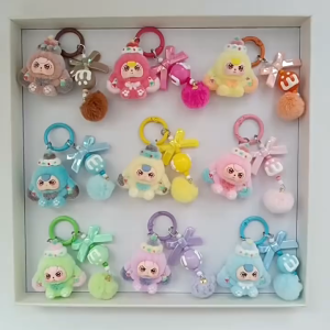 Flocked Dessert Three-Year-Old Baby Accessories Cartoon Cute Keychain Bag Pendant Fashion Jewelry Gifts