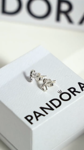 Pandora Sterling Silver/Rose Gold Earrings Sparkling Infinity Stud Earrings Includes Gift Box Set