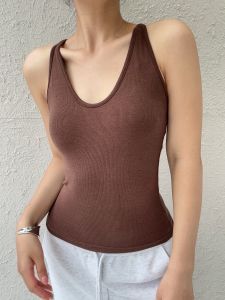 Spicy Girl U-Neck Strap Vest Women Summer Yoga Sports Inner Slim Fit Base Shirt Sleeveless Top Cotton Elastic Fiber Short Style