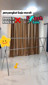 120-240cm Folding Cloth Drying Rack Single Pole Stainless Steel Rak Baju Extendable Clothes rack