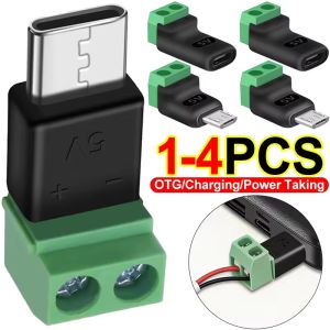 4Pcs Type C Male to 2 Pin Screw Terminal Adapter 5V Solderless Connector for Charging Toy Mobile Devices Small Appliances Repair