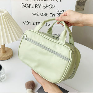 Womens Large Capacity Waterproof Travel Makeup Bag Portable Handheld Cosmetic Brush Storage Bag Organizer Fashionable PU Material