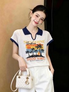 AIYITI | Elegant Youthful Color Block Short Sleeve T-Shirts Summer New Plus Size