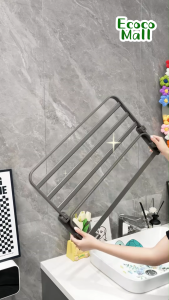 Giàn treo khăn quần áo ECOCO nhôm tĩnh điện gấp đôi 90 độ thế hệ mới Giá treo đồ nhà tắm kèm móc ray di động cao cấp