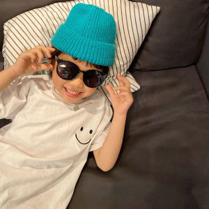 Áo Thun Tay Ngắn Mùa Hè Cho Bé Trai Áo Thun Trẻ Em Dáng Rộng Thoải Mái in Hình Mặt Cười Phong Cách Hàn Quốc Mới Về Cho Bé Trai