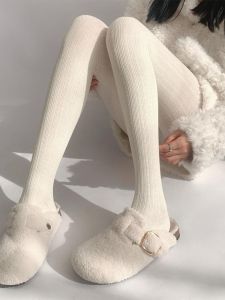 White JK Stockings Night Teaching Room Womens Base Layer Pants Thickened Cotton Leggings for Autumn Winter Spring Summer