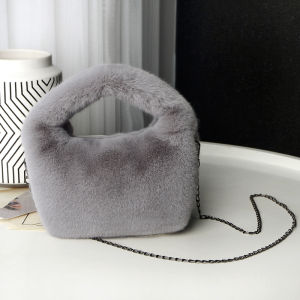 Túi Vuông Nhỏ Nhung Giả Lông Cừu Mềm Mại Cầm Tay Túi Đeo Vai Lông Thỏ Dễ Thương Túi Xách Nữ Phong Cách Hàn Quốc Màu Trơn