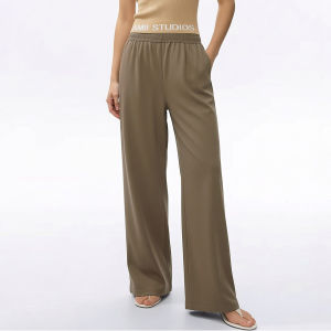 AMII | Elastic Waist Wide Leg Pants Black
