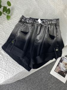 Quần Short Denim Cạp Cao Màu Khối Thời Trang Mùa Hè Cho Nữ Quần Ống Rộng Dáng Chữ a Rộng Rãi Ôm Sát Quần Bó