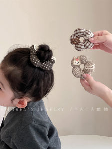 Sweet Floral Hair Ties for Babies in Coffee Color Autumn Winter Childrens Hair Accessories Ponytail Elastic Band Hair Bands