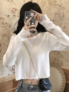 Pure Cotton Short Sleeve T-Shirt Womens Spring Autumn New Style White Inner Wear Base Shirt Small Size Short Top