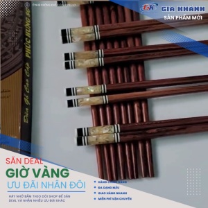 đũa đũa ăn cơm đũa gỗđũa cẩm lại đính đá tròn-Gia Khánh-Gỗ tự nhiênkhông chất nhuộm màu
