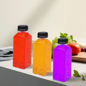 【On Sale】500ml Botol Minuman สี่เหลี่ยมพลาสติกใสพร้อมฝาปิดสีดำตู้เก็บของอาหาร