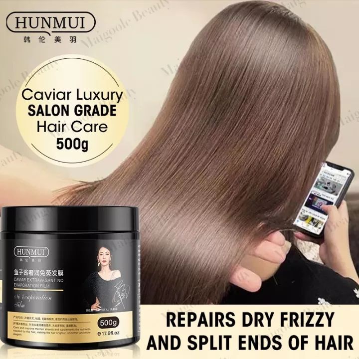 Kem ủ dưỡng tóc Hunmui giúp phục hồi tóc xơ yếu hư tổn giúp tóc suôn mượt óng ả chắc khỏe giảm gãy rụng   bổ sung keratin Chăm sóc tóc chuyên sâu/HAIR MASK500g
