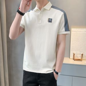 HENGYUANXIANG | Hengyuanxiang Mens Short Sleeve Polo Shirt Ice Silk Cotton Casual Fashion Summer Breathable Thin Standard Fit Button Up Top