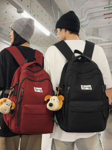 Large Capacity Waterproof Nylon Backpack for Men and Women Pure Color Simple Design Ideal for School and Travel