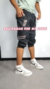 Celana Jogger Pria 3/4 Kantong Zipper