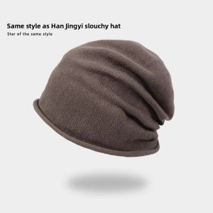 BILLI ZILLY | Ji Jingyi Inspired Knitted Bucket Hat Womens Loose Fit Cuffed Knit Cap Spring Autumn Cold Weather Casual Style Round Top